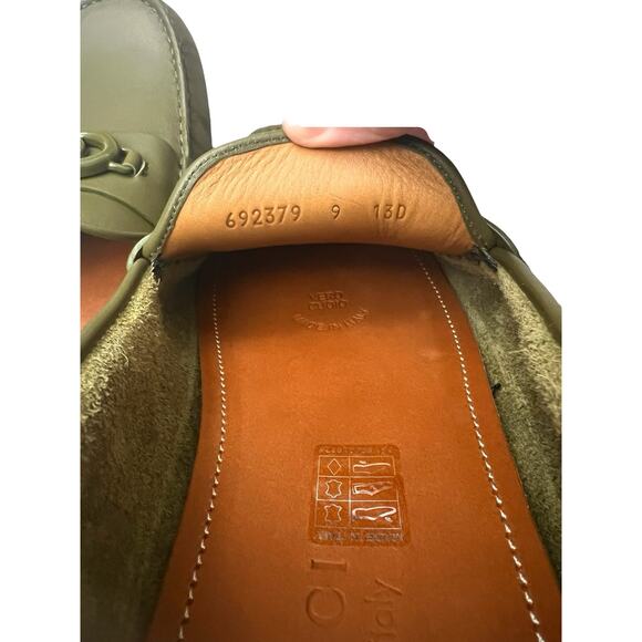 Gucci men GG logo moccasin driving Loafer juniper Green Size US10 - Picture 10 of 10